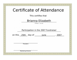 Conference Certificate Of Attendance Edit, Fill, Sign Throughout Quality Conference Certificate Of Attendance Template