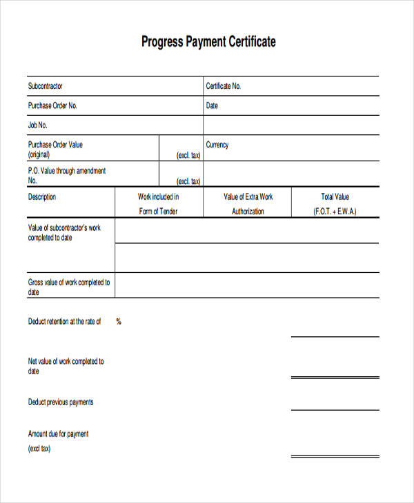 Construction Payment Certificate Template (9) Templates With Regard To Construction Payment Certificate Template