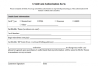 Credit Card Authorization Form Template Intended For Credit Card On File Form Templates