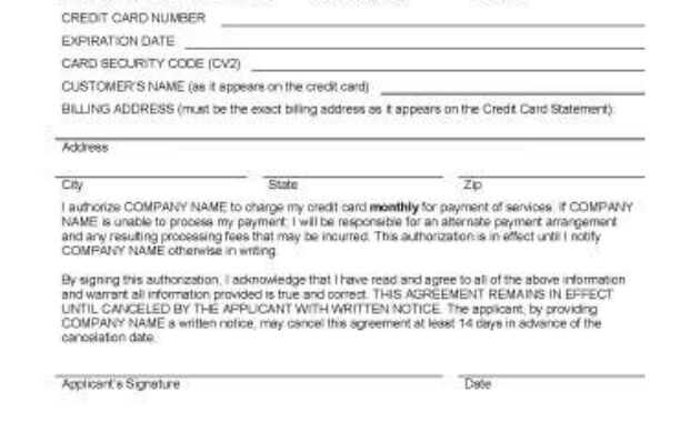 Credit Card Authorization Forms | Hloom Intended For Printable Corporate Credit Card Agreement Template