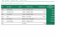 Credit Card Log Within Credit Card Statement Template Excel