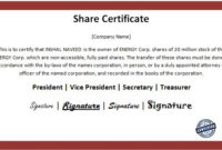 Customizable Business Share Certificate Templates | Word With Printable Shareholding Certificate Template