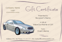 Customizable Motor Car Gift Certificate Template Inside Automotive Gift Certificate Template