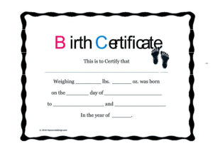 Cute Looking Birth Certificate Template , Birth Certificate With Regard To Novelty Birth Certificate Template