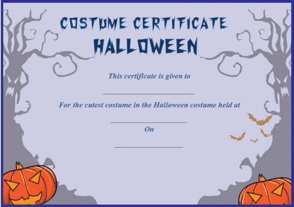 Cutest Halloween Costume Certificate Template | Certificate Inside Halloween Costume Certificate Template