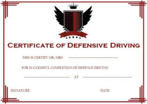 Defensive Driving Certificate | Certificate Templates Pertaining To Safe Driving Certificate Template