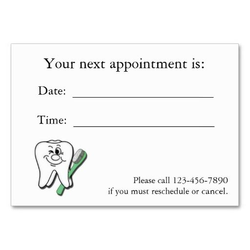 Dental Appointment Card Business Card Template | Dental In Dentist Appointment Card Template