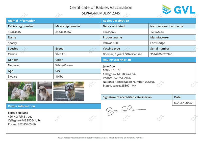 Digital Rabies Vaccination Certificates | Gvl With Rabies Vaccine Certificate Template