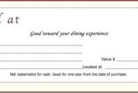 Dining Gift Certificate Templates | Gift Certificate Templates In Dinner Certificate Template Free