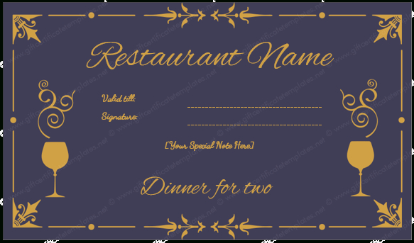 Dinner Certificate Template Free In 2020 | Certificate With Regard To Dinner Certificate Template Free