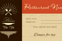 Dinner For Two Certificate Template Regarding Dinner Certificate Template Free