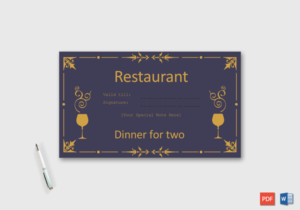 Dinner For Two Gift Certificate Template – Doc Formats In Dinner Certificate Template Free