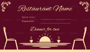 Dinner For Two Gift Certificate Templates Editable For 11+ Dinner Certificate Template Free