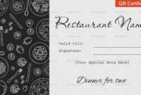 Dinner For Two Gift Certificate Templates Editable Regarding 11+ Dinner Certificate Template Free
