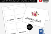 Diy Editable Microsoft Word Place Card Template, Wedding Place Card, Tent Card, Engagement, Corporate Place Card, Escort Card, Pc 01 In Free Ms Word Place Card Template