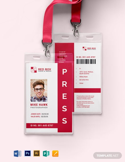 Download 7+ Press Id Card Templates Word (Doc) | Psd With Media Id Card Templates