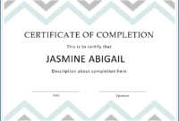 √ Free Printable Certificate Of Completion Template With Regard To Free Certificate Of Completion Template Free Printable
