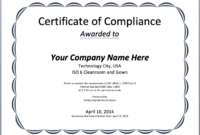 ❤️ Free Certificate Of Compliance Templates❤️ In Printable Certificate Of Compliance Template