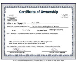 ❤️5+ Free Sample Of Certificate Of Ownership Form Template❤️ Throughout Certificate Of Ownership Template