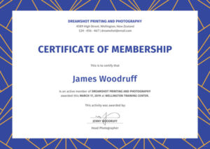 ❤️5+ Printable Certificate Of Membership Templates Pertaining To Professional New Member Certificate Template
