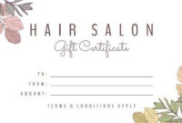 Easy To Edit Hair Salon Gift Certificates. With Regard To Salon Gift Certificate Template