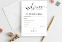 Editable Advice Cards For The Bride To Be Custom Advice Card With Marriage Advice Cards Templates