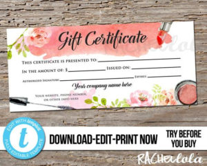 Editable Custom Makeup Gift Certificate, Printable Template For Mary Kay Gift Certificate Template
