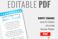 Editable Pdf Mini Facial Card Blue Pearl Instant Download Within Rodan And Fields Business Card Template