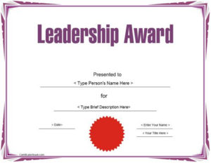 Education Certificate Leadership Award Template In 11+ Leadership Award Certificate Template