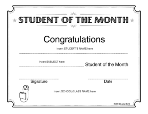 Education World: Student Of The Month Award Template Within Printable Free Printable Student Of The Month Certificate Templates