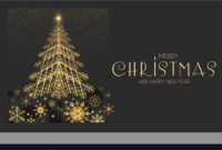 Elegant Christmas Card Template With Gold Fir Tree In Adobe Illustrator Christmas Card Template