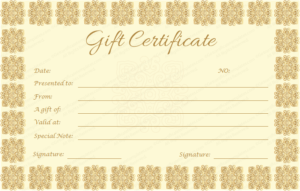 Elegant Gift Certificate Template (Golden Edition) Regarding Free Elegant Gift Certificate Template
