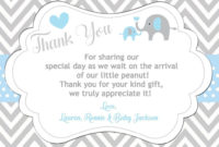 Elephant Thank You Card | Baby Shower Thank You Cards, Baby Throughout Template For Baby Shower Thank You Cards