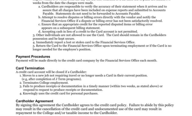 Employee Credit Card Agreement Template Word Uk Hartwick Throughout Printable Corporate Credit Card Agreement Template