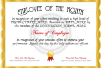 Employee Of The Month Certificate Designer | Free For Employee Of The Month Certificate Template