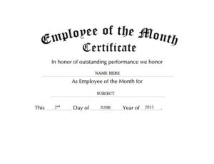 Employee Of The Month Certificate Free Templates Clip Art Within Best Employee Of The Month Certificate Templates