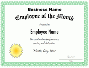 Employee Of The Month Certificate Template | Certificate Inside Employee Of The Month Certificate Templates