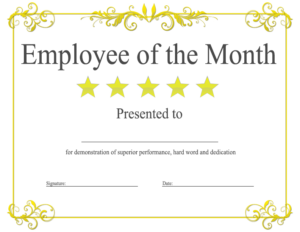 Employee Of The Month Certificate Template With Picture (2 With Regard To Printable Employee Of The Month Certificate Template With Picture