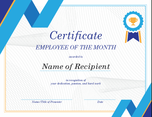 Employee Of The Month Certificate Throughout Employee Of The Month Certificate Template With Picture
