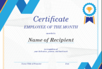 Employee Of The Month Certificate With Manager Of The Month Certificate Template