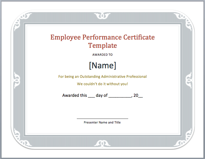 Employee Performance Certificate Template Word Templates Pertaining To Best Performance Certificate Template