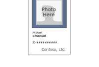 Employee Photo Id Badge (Portrait) With Employee Card Template Word