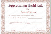 Employee Years Of Service Recognition Certificate Template Pertaining To Recognition Of Service Certificate Template