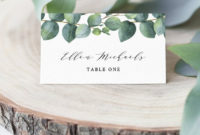 Eucalyptus Place Card Template, Instant Download, Printable Wedding Escort Card, Name Card, Greenery Seating Card, 100% Editable #036 115Pc Pertaining To Printable Michaels Place Card Template