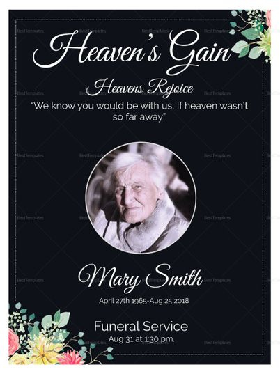 Eulogy Funeral Invitation Card Template $14 Formats Included Pertaining To 11+ Funeral Invitation Card Template