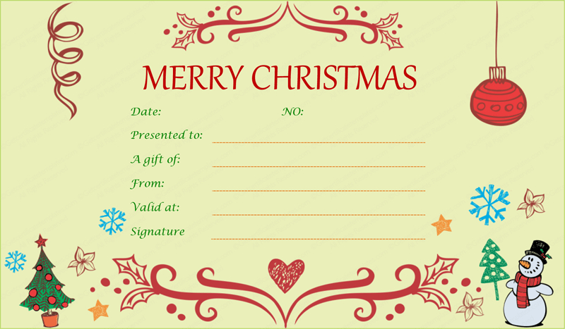Eve Decorative Christmas Gift Certificate In 2020 In Quality Merry Christmas Gift Certificate Templates