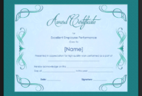 Excellent Employee Performance Award Certificate Template Intended For Free Star Performer Certificate Templates