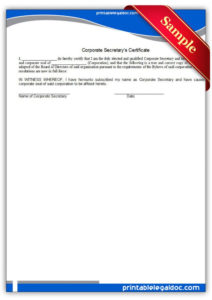 Explore Our Printable Corporate Secretary Certificate Within Best Corporate Secretary Certificate Template