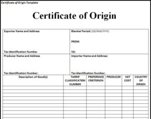 🥰Free Printable Certificate Of Origin Form Template [Pdf For Certificate Of Origin For A Vehicle Template
