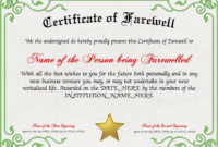 Farewell Certificate Designer | Free Certificate Templates For Best Farewell Certificate Template